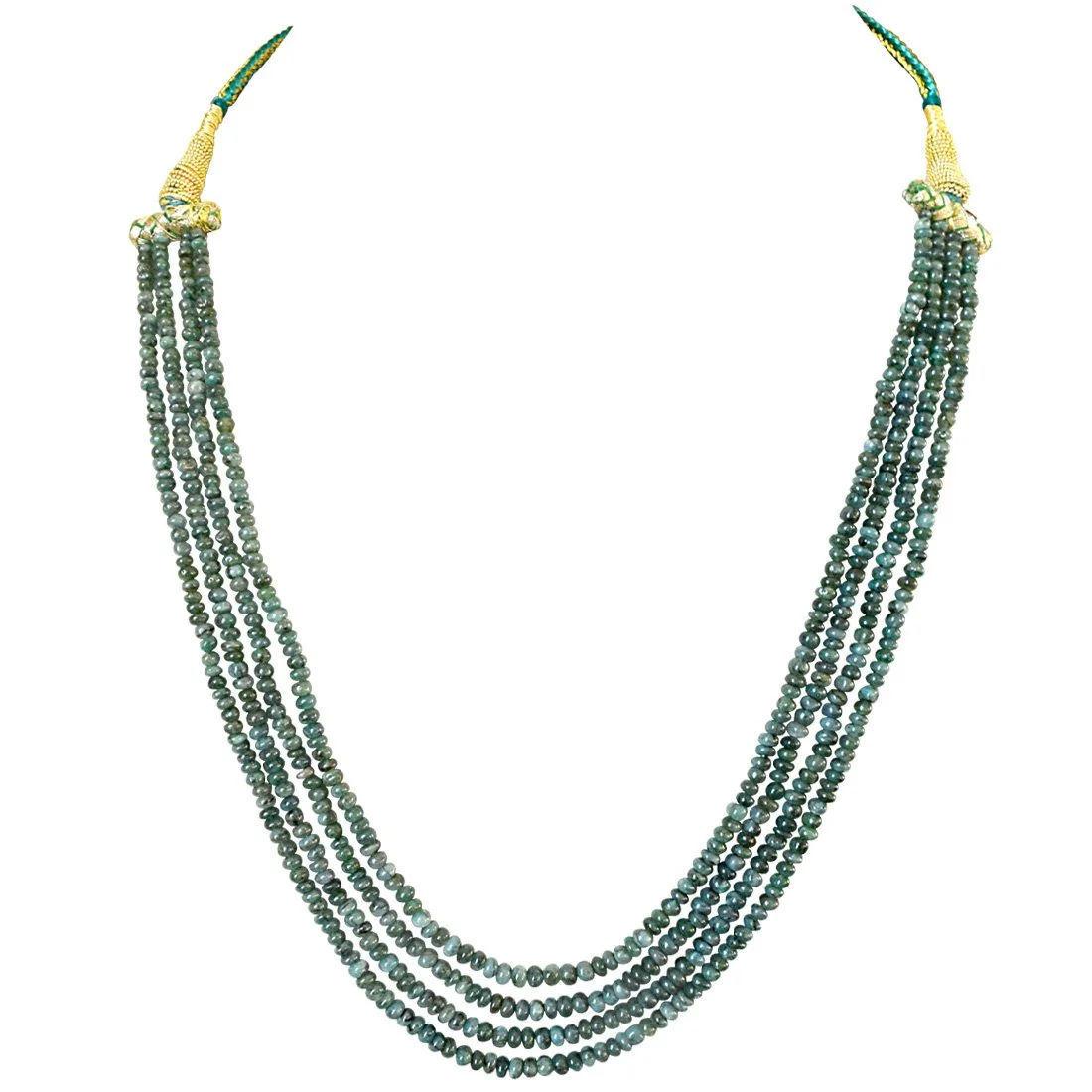 4 Line 178cts REAL Natural Green Emerald Beads Necklace for Women (178cts EMR Neck)