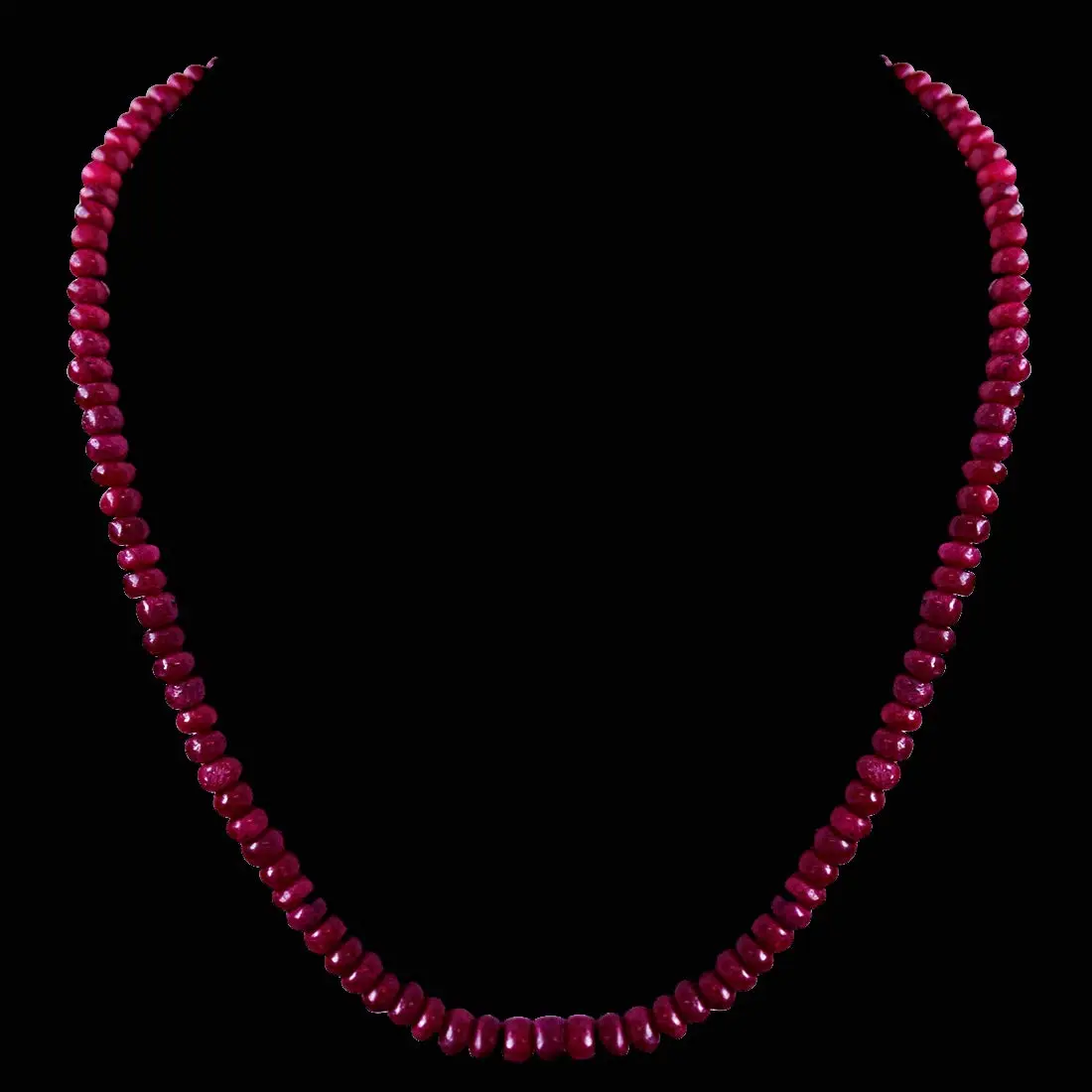 200cts Single Line Real Dark Maroon Pink Ruby Beads Necklace for Women (200ctsRubyNeck)