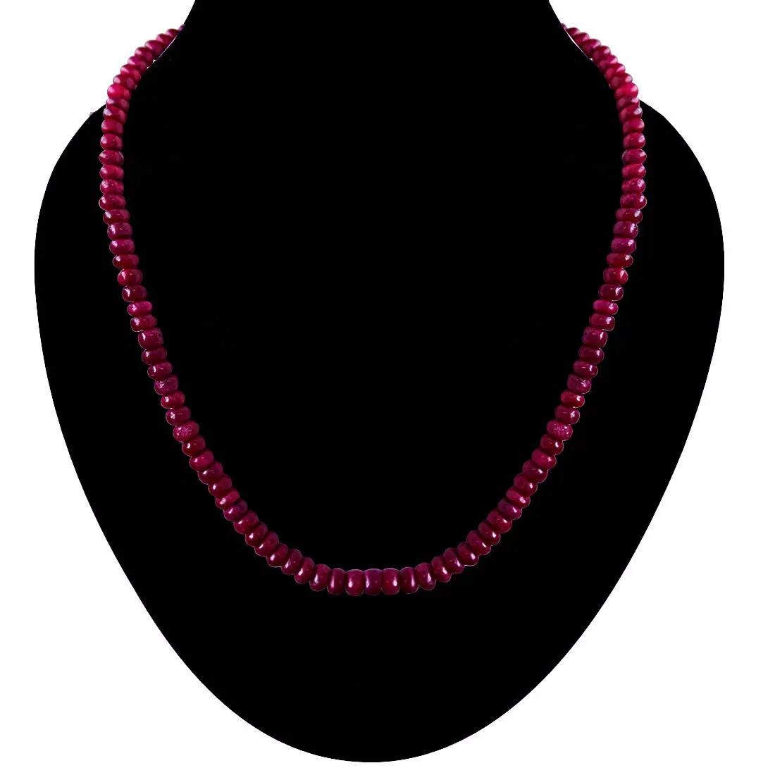 200cts Single Line Real Dark Maroon Pink Ruby Beads Necklace for Women (200ctsRubyNeck)