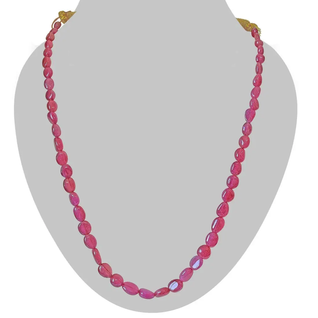 201.69cts Single Line Real Light Red Oval Ruby Beads Necklace for Women (201.69cts Ruby Neck)