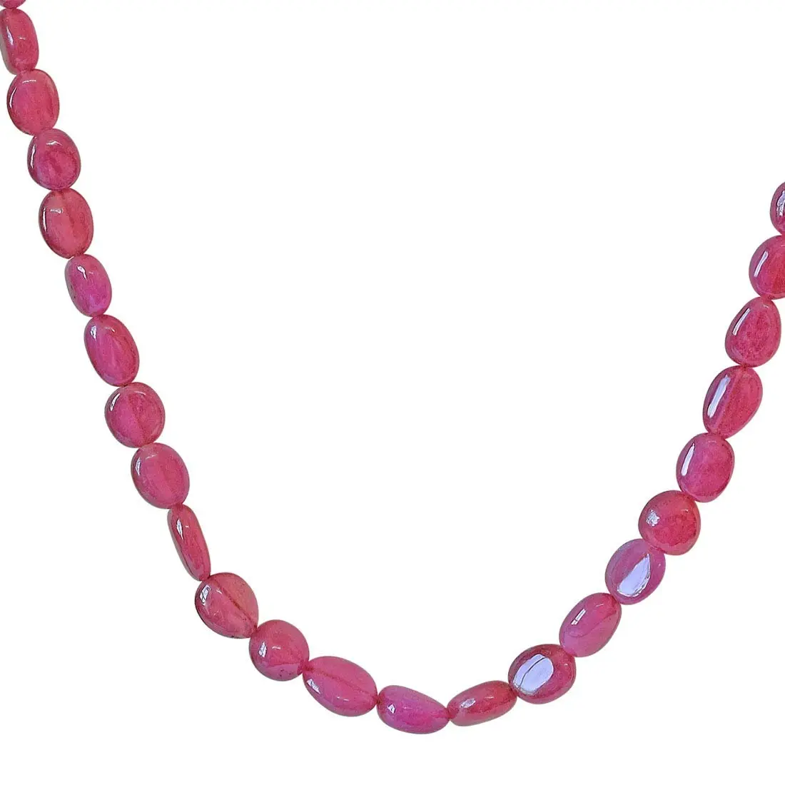 201.69cts Single Line Real Light Red Oval Ruby Beads Necklace for Women (201.69cts Ruby Neck)