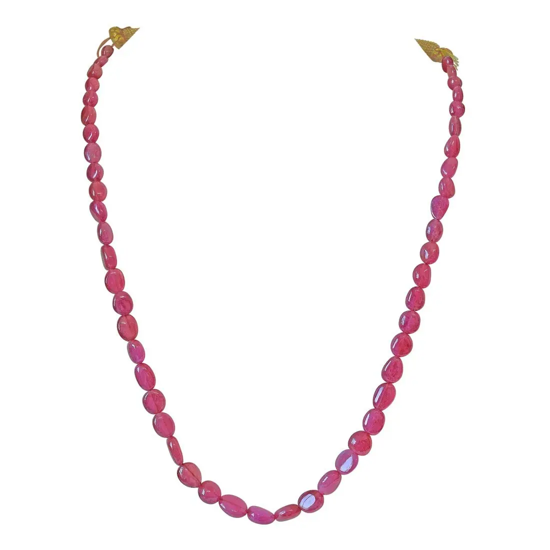 201.69cts Single Line Real Light Red Oval Ruby Beads Necklace for Women (201.69cts Ruby Neck)