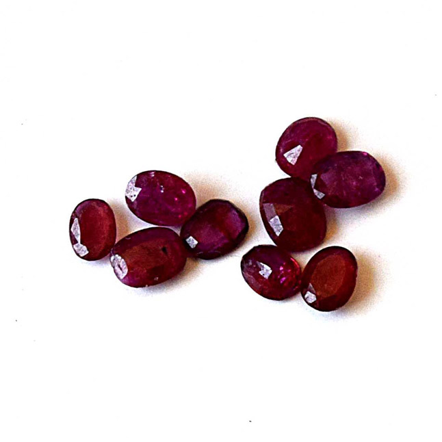 2.02cts Oval Faceted Natural Real Dark Red AA Ruby Gemstones 9 Stones for Astrological Purpose (2.02cts Oval Ruby)