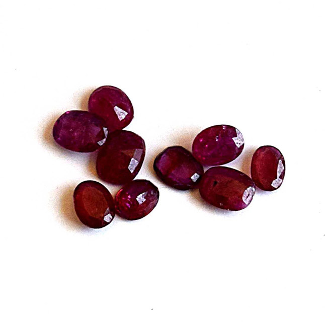 2.02cts Oval Faceted Natural Real Dark Red AA Ruby Gemstones 9 Stones for Astrological Purpose (2.02cts Oval Ruby)