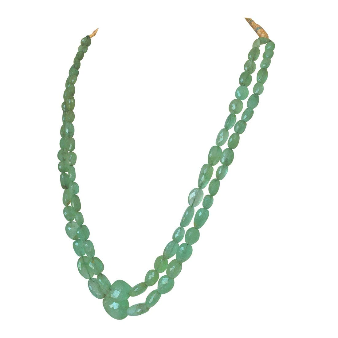 Two Line 243.77cts REAL Natural Light Green Oval Faceted Emerald Necklace for Women (243.77cts EMR Neck)