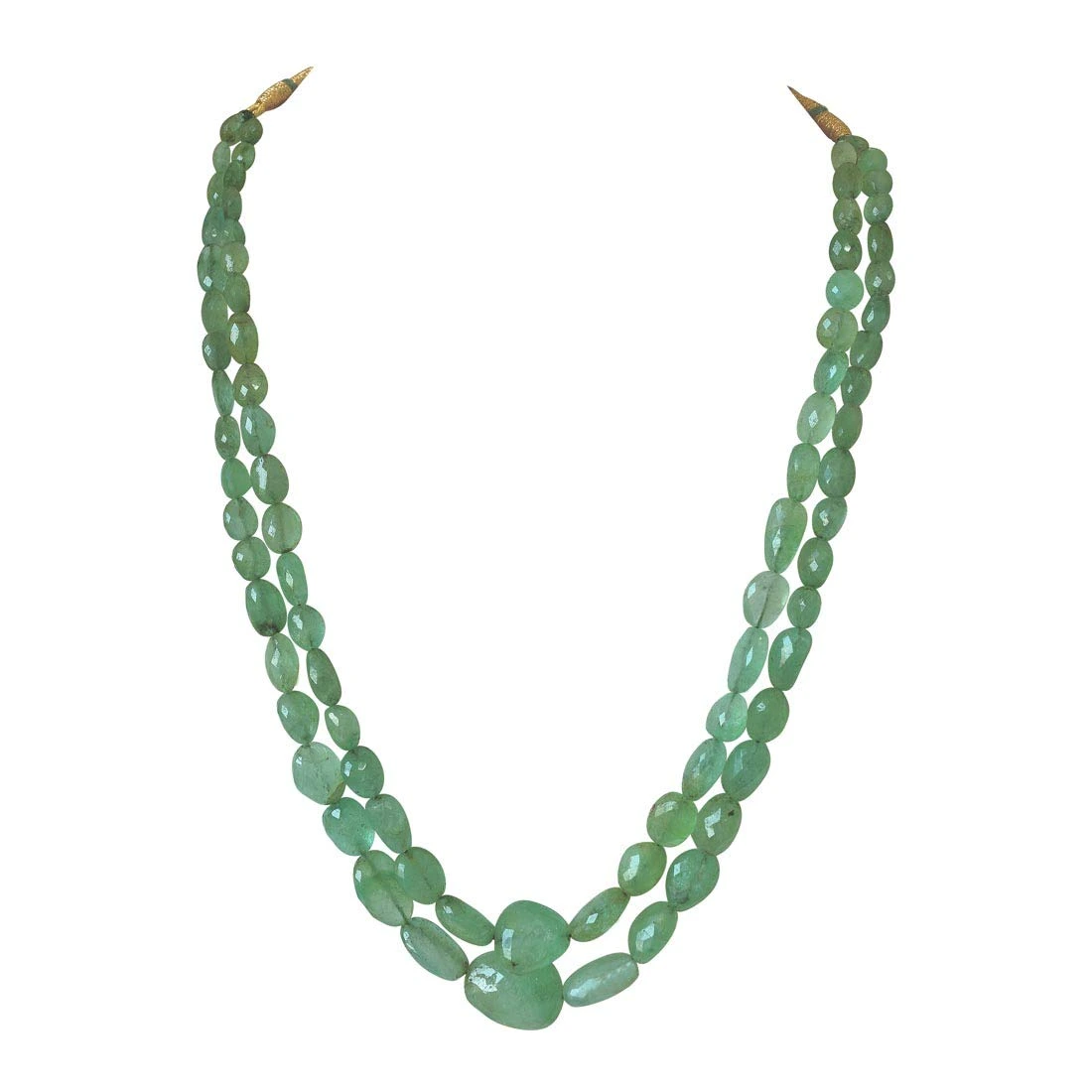 Two Line 243.77cts REAL Natural Light Green Oval Faceted Emerald Necklace for Women (243.77cts EMR Neck)