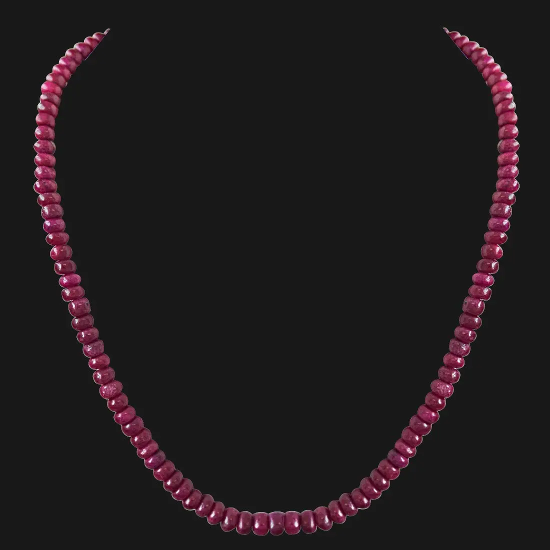 252cts Single Line Real Maroon Red Ruby Beads Necklace for Women (252ctsRubyNeck)