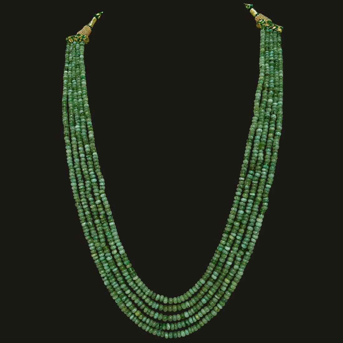 5 Line 263cts REAL Natural Green Emerald Beads Necklace for Women (263cts EMR Neck)