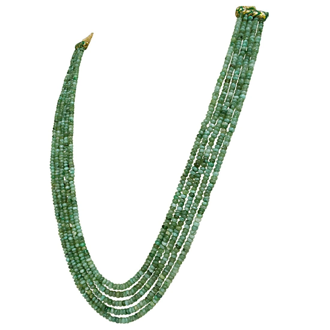 5 Line 263cts REAL Natural Green Emerald Beads Necklace for Women (263cts EMR Neck)