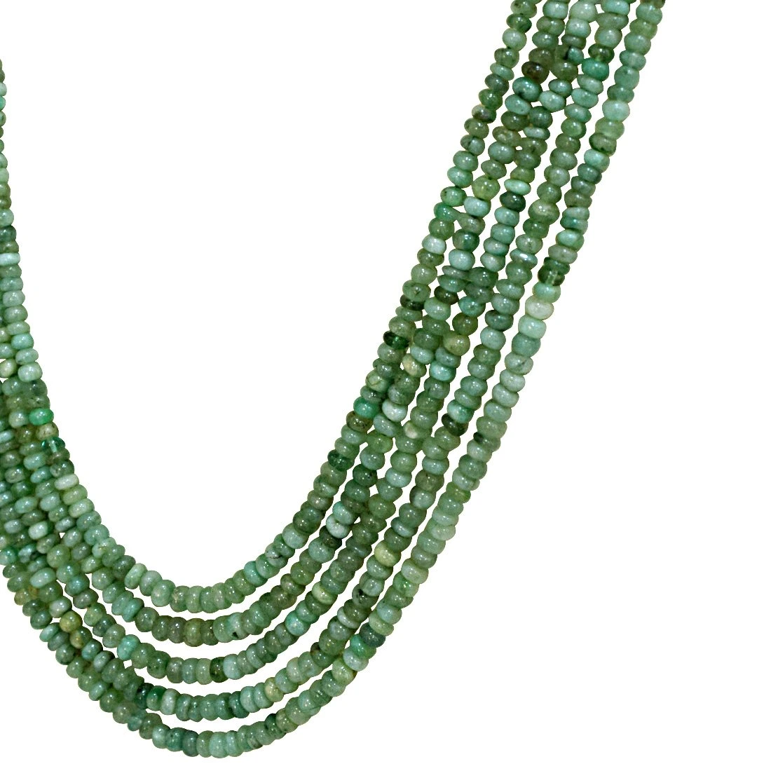 5 Line 263cts REAL Natural Green Emerald Beads Necklace for Women (263cts EMR Neck)