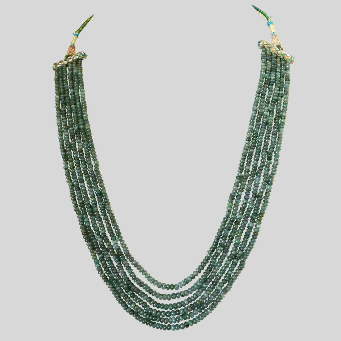 6 Line 265cts REAL Natural Green Emerald Beads Necklace for Women (265cts EMR Neck)