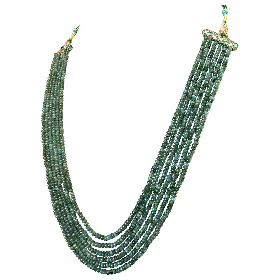 6 Line 265cts REAL Natural Green Emerald Beads Necklace for Women (265cts EMR Neck)