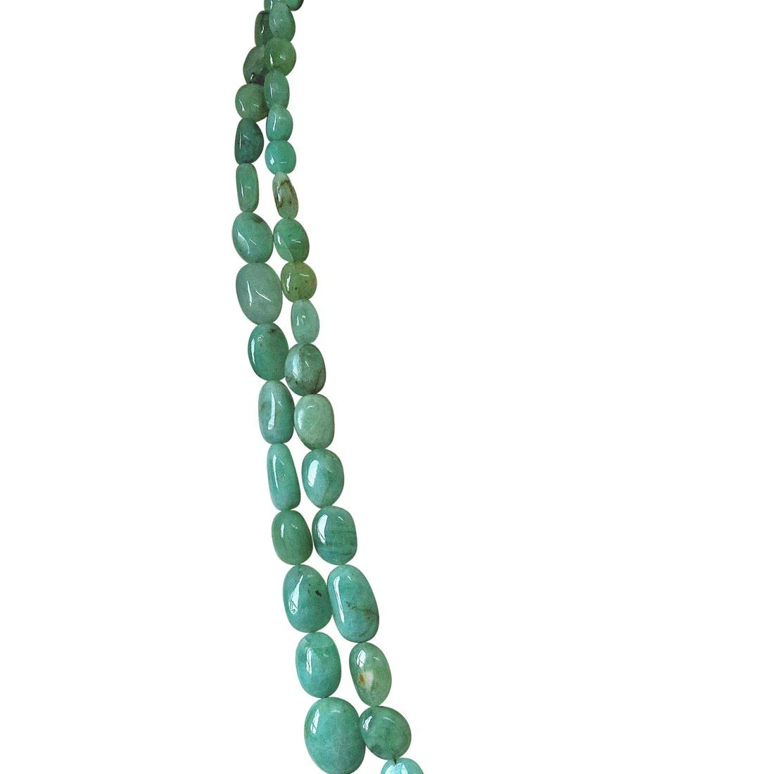 Two Line 274.48cts REAL Natural Light Greenish Oval Emerald Necklace for Women (274.48cts EMR Neck)