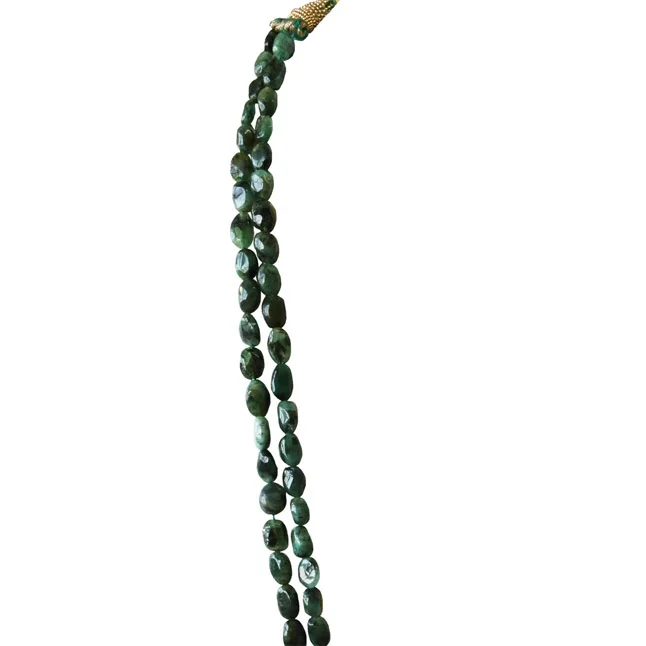 2 Line 296.66cts Real Natural Green Oval Emerald Necklace (296.99cts EMR Neck)