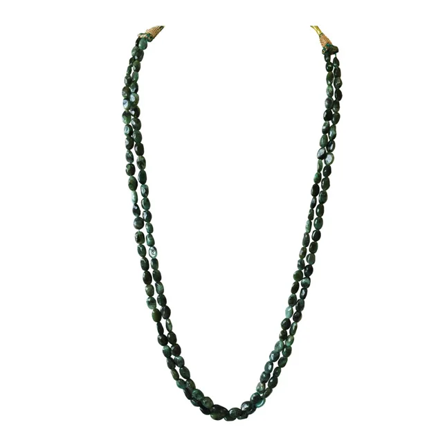 2 Line 296.66cts Real Natural Green Oval Emerald Necklace (296.99cts EMR Neck)