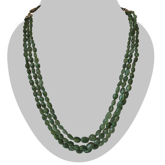 Details about / Oval Shape 224.00 Cts Earth Mined 3 Strand Emerald Beads Necklace JK 19E241