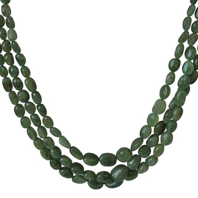 Details about  / Oval Shape 224.00 Cts Earth Mined 3 Strand Emerald Beads Necklace JK 19E241