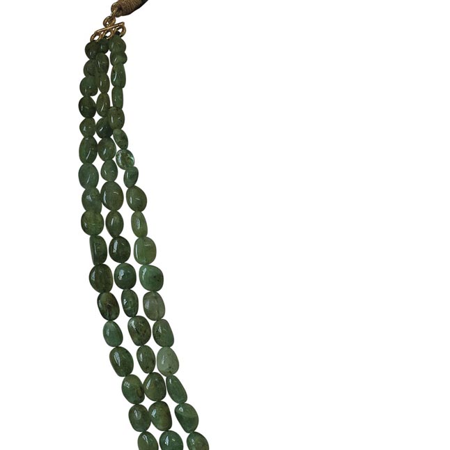 Details about / Oval Shape 224.00 Cts Earth Mined 3 Strand Emerald Beads Necklace JK 19E241