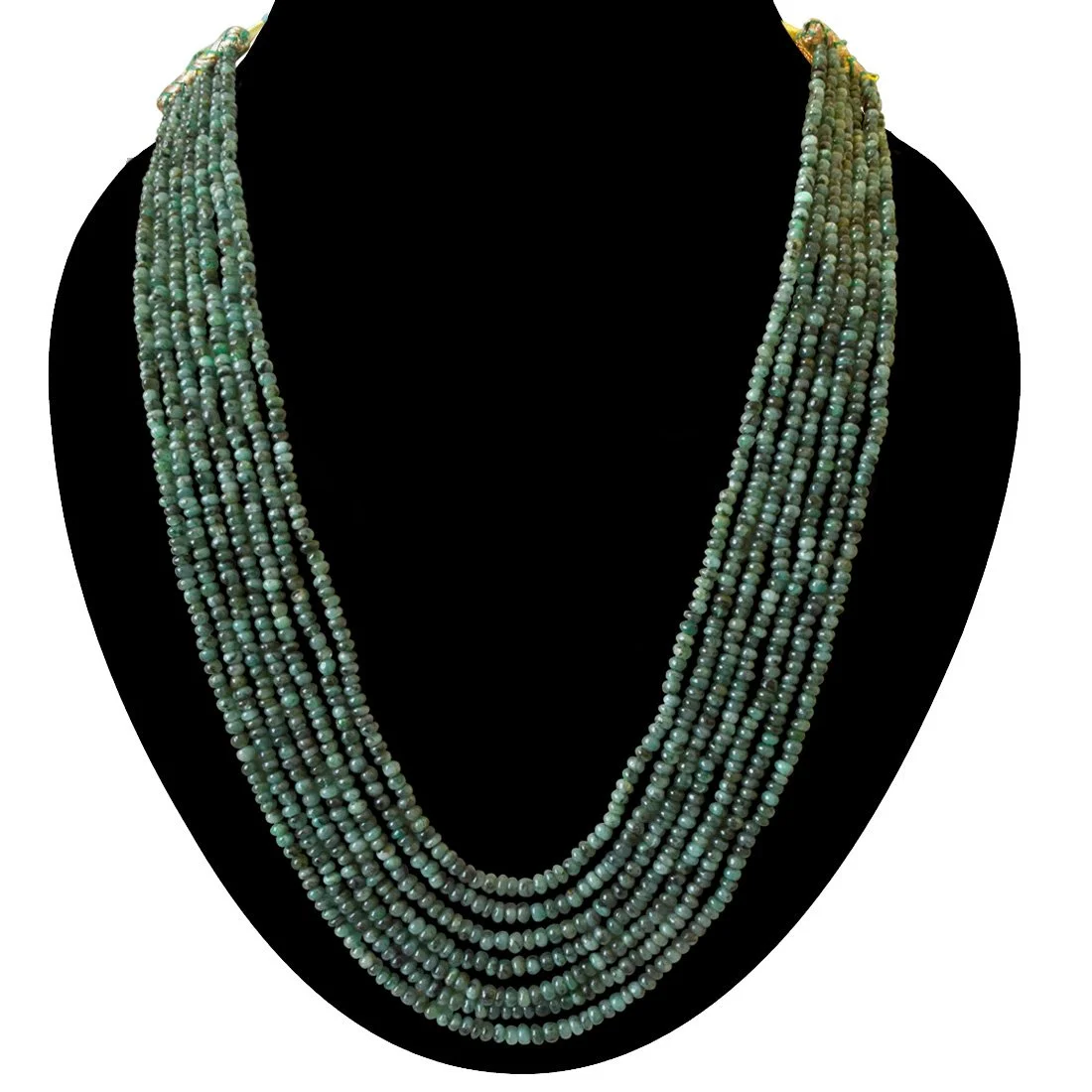 7 Line 366cts REAL Natural Green Emerald Beads Necklace for Women (366cts EMR Neck)