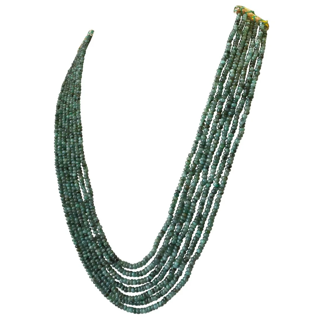 7 Line 366cts REAL Natural Green Emerald Beads Necklace for Women (366cts EMR Neck)