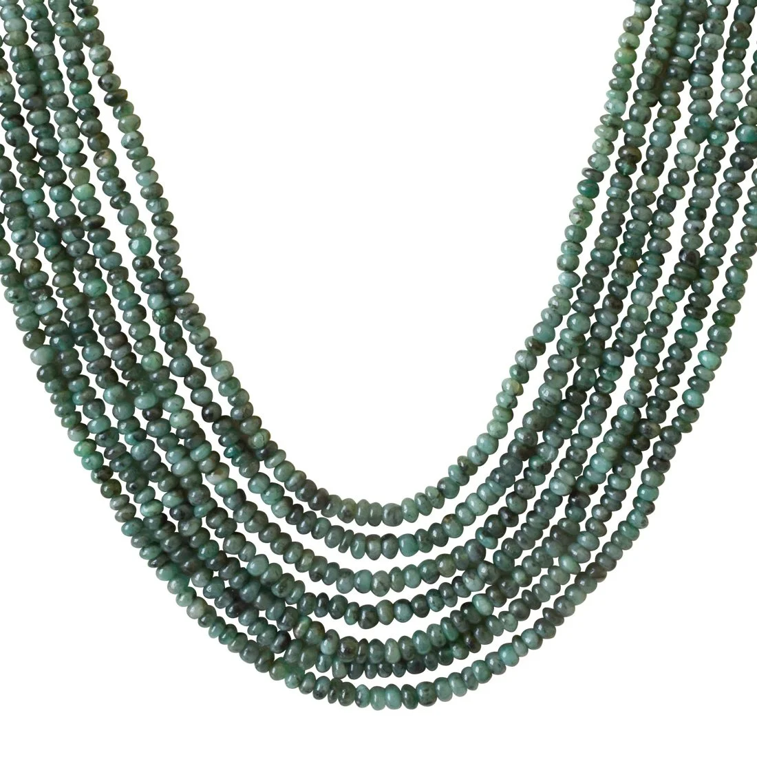 7 Line 366cts REAL Natural Green Emerald Beads Necklace for Women (366cts EMR Neck)