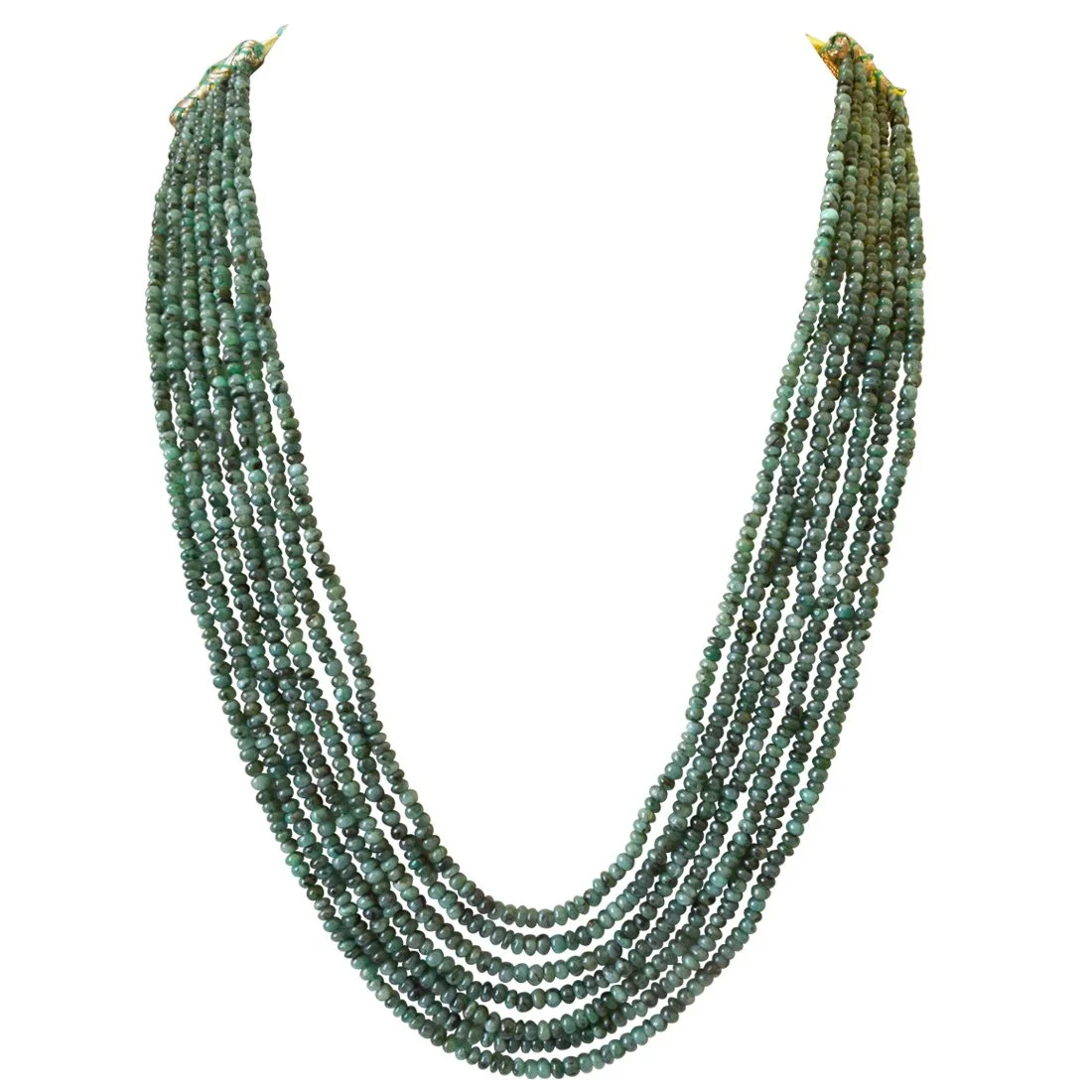 7 Line 366cts REAL Natural Green Emerald Beads Necklace for Women (366cts EMR Neck)