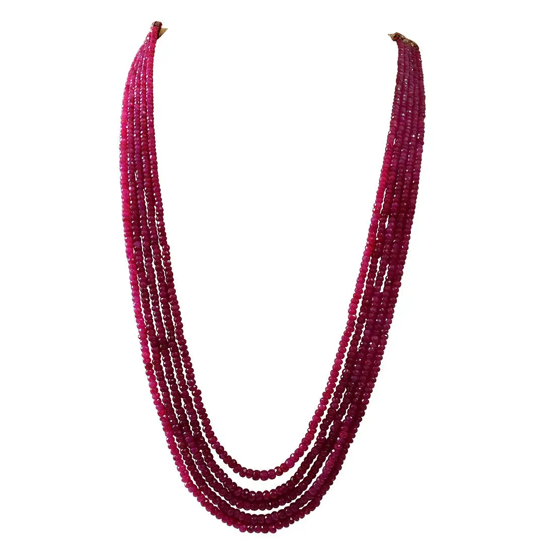 433.352cts 5 line Faceted Red Ruby Beads Necklace for Women (433.352cts Ruby Neck)