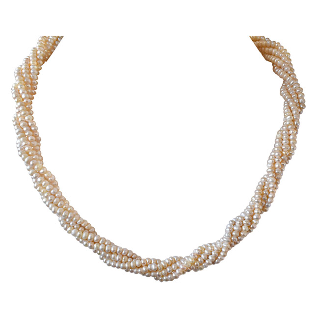 5 Line Twisted Pearl Necklace SN709 -Pearl Choker