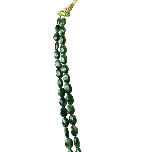 2 Line 524.96cts Real Natural Green Oval Emerald Necklace (524.96cts EMR Neck)