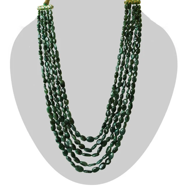 5 Line 536.42cts Real Natural Green Oval Emerald Necklace (536.42cts EMR Neck)