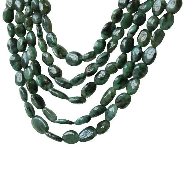 5 Line 536.42cts Real Natural Green Oval Emerald Necklace (536.42cts EMR Neck)