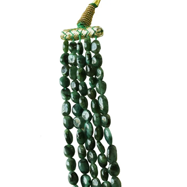 5 Line 536.42cts Real Natural Green Oval Emerald Necklace (536.42cts EMR Neck)