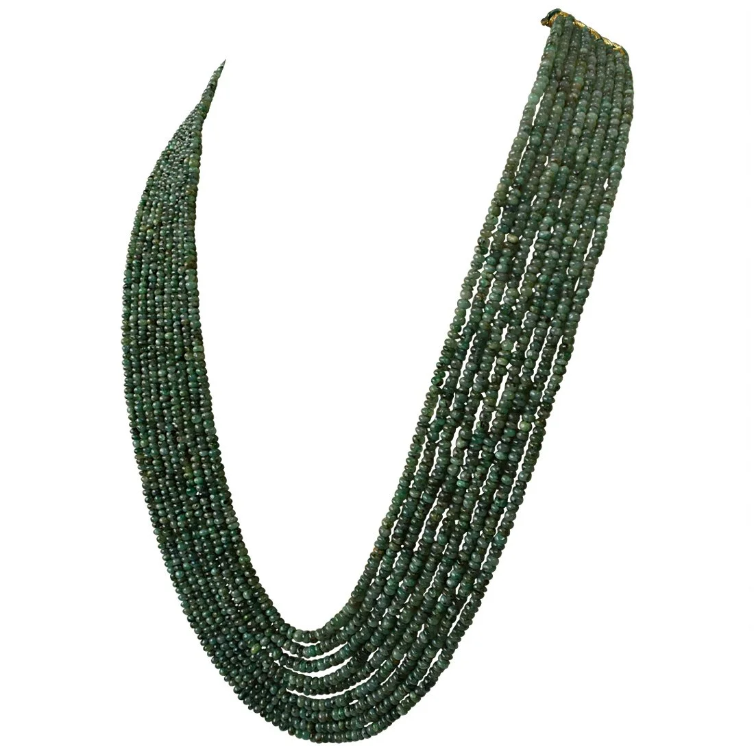 9 Line 543cts REAL Natural Green Emerald Beads Necklace for Women (543cts EMR Neck)