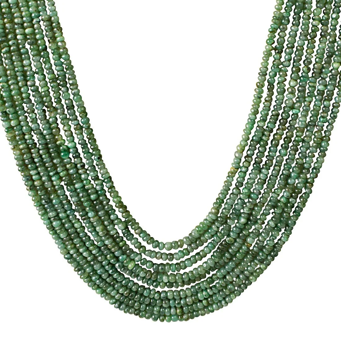 9 Line 543cts REAL Natural Green Emerald Beads Necklace for Women (543cts EMR Neck)