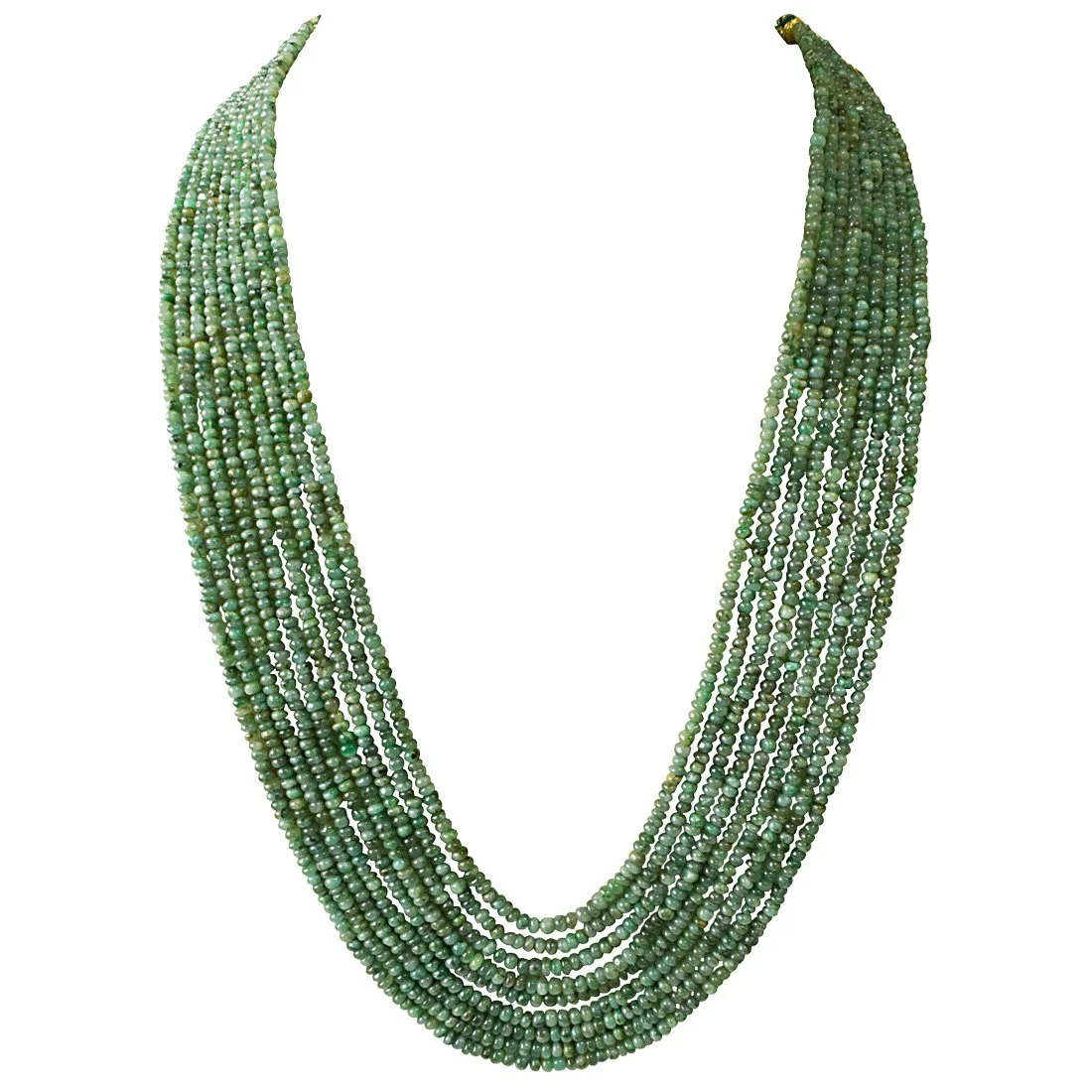 9 Line 543cts REAL Natural Green Emerald Beads Necklace for Women (543cts EMR Neck)