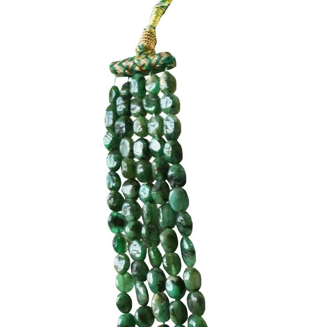 5 Line 665cts Real Natural Green Oval Emerald Necklace (665cts EMR Neck)
