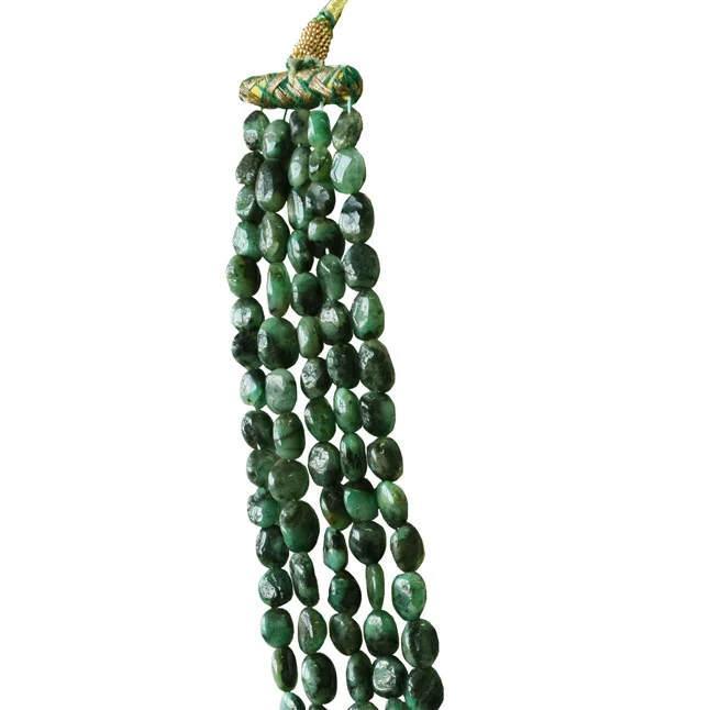 5 Line 690cts Real Natural Green Oval Emerald Necklace (690cts EMR Neck)