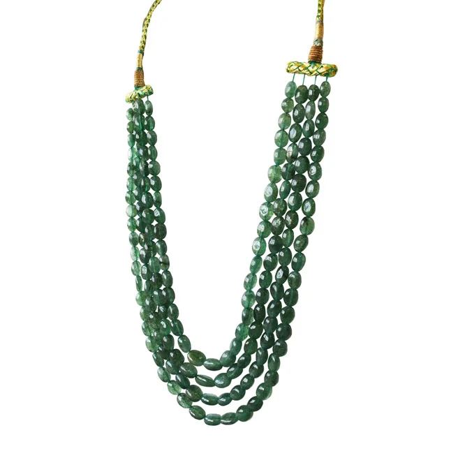 4 Line 735cts Real Natural Green Oval Emerald Necklace (735cts EMR Neck)