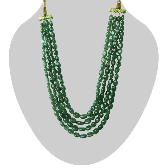 4 Line 735cts Real Natural Green Oval Emerald Necklace (735cts EMR Neck)