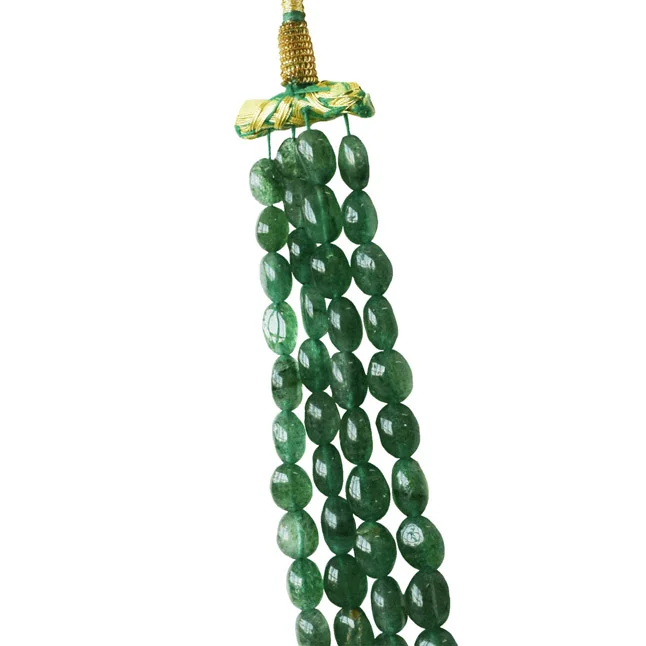 4 Line 735cts Real Natural Green Oval Emerald Necklace (735cts EMR Neck)