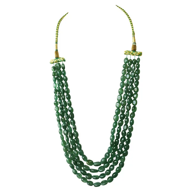 4 Line 735cts Real Natural Green Oval Emerald Necklace (735cts EMR Neck)