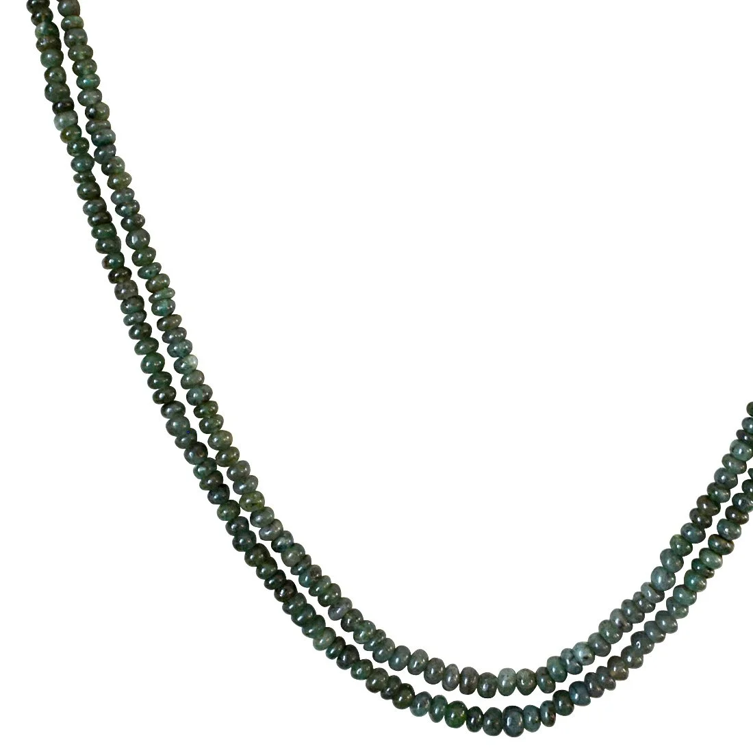 Two Line 93cts REAL Natural Green Emerald Beads Necklace for Women (93cts EMR Neck)