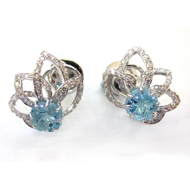 Splashes Of Joy - Blue Topaz Diamond Earrings (BT2)