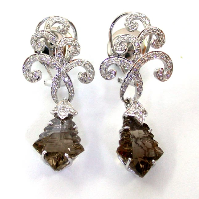 Little Miss Graceful -Smokey Topaz Diamond Earrings