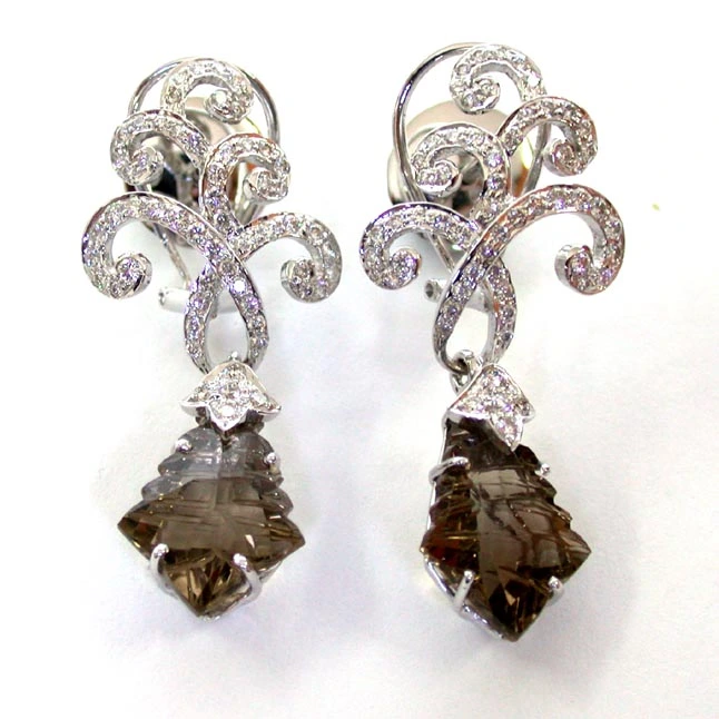 Little Miss Graceful - Smokey Topaz Diamond Earrings (BT4)