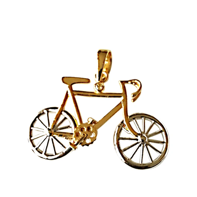 Bicycle Charm - Diamond & Silver Pendant (Bicycle2)