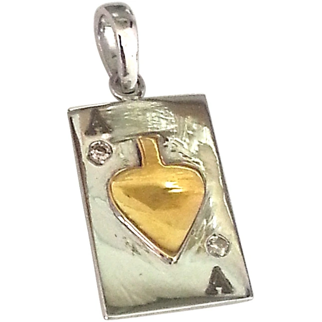 Winning Wow - Real Diamond & Silver Ace Card Pendant (CARDS1)