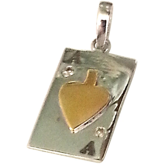 Winning Wow - Real Diamond & Silver Ace Card Pendant (CARDS1)