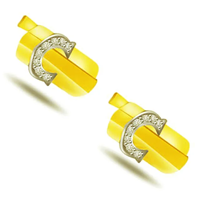 Charming Couple -0.32ct Diamond Gold Cufflinks -Cufflinks