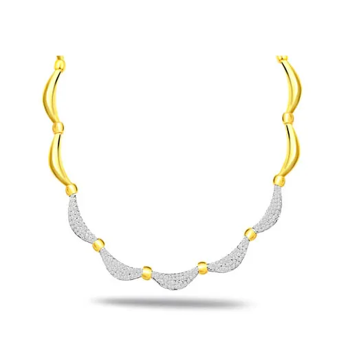 Neck Glamour 1.12ct VS Diamond Necklace -2 Tone Necklace Pendants + Chain